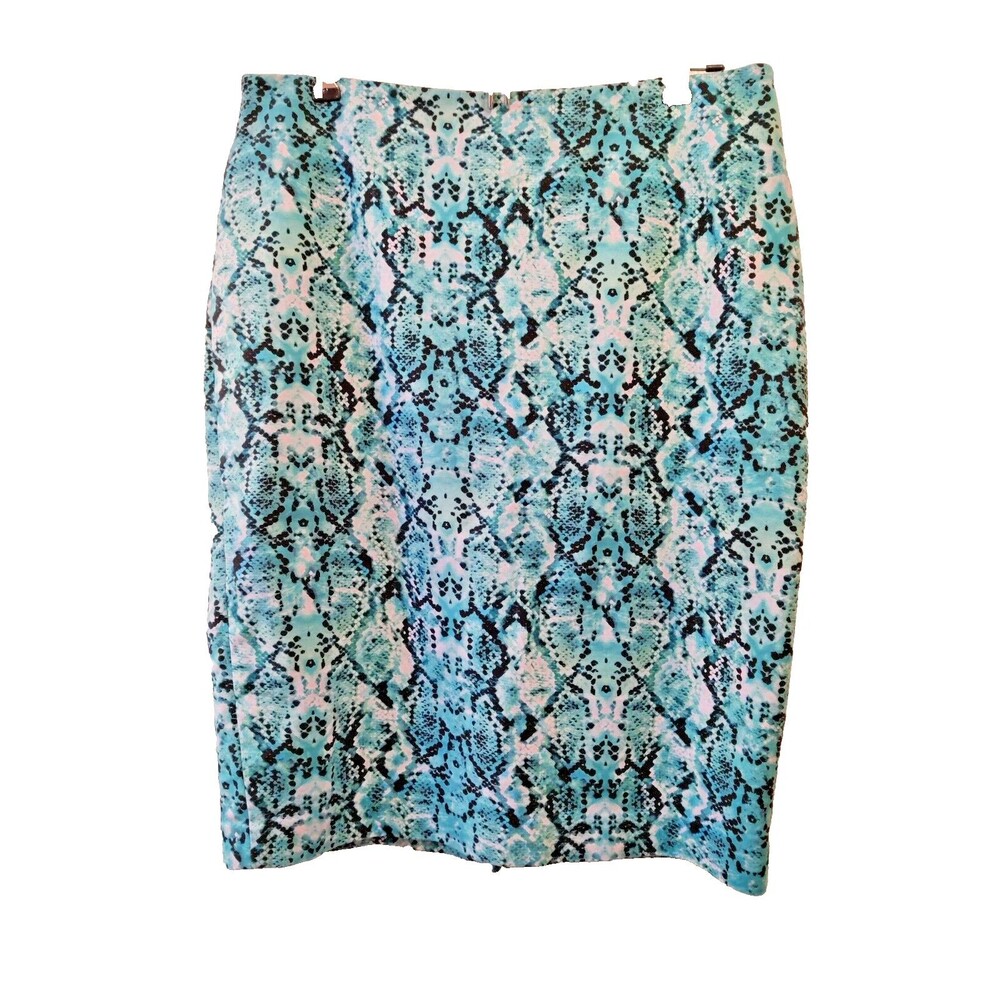 Liz Claiborne Snake Print Pencil Skirt-Blue-Green Black-Size 8